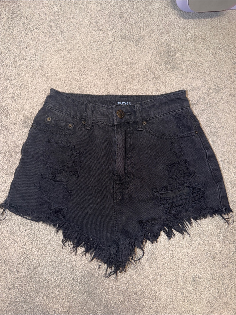 BDG Black High-Waist Distressed Cutoff cheeky Shorts size 24